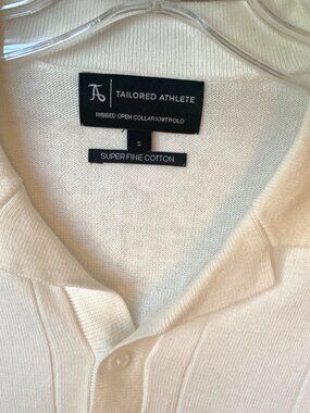 Tailored Athlete Ribbed Open Collar Knit Polo Shirt Superfine Cotton S White